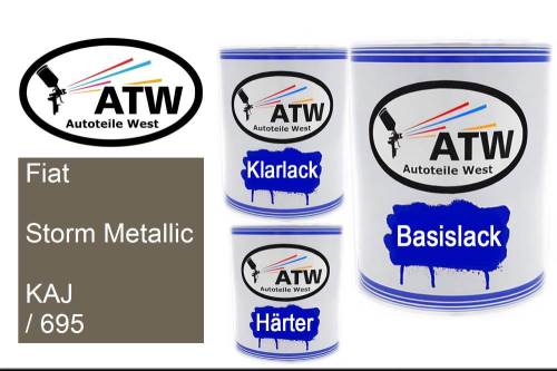 Fiat, Storm Metallic, KAJ / 695: 1L Lackdose + 1L Klarlack + 500ml Härter - Set, von ATW Autoteile West.
